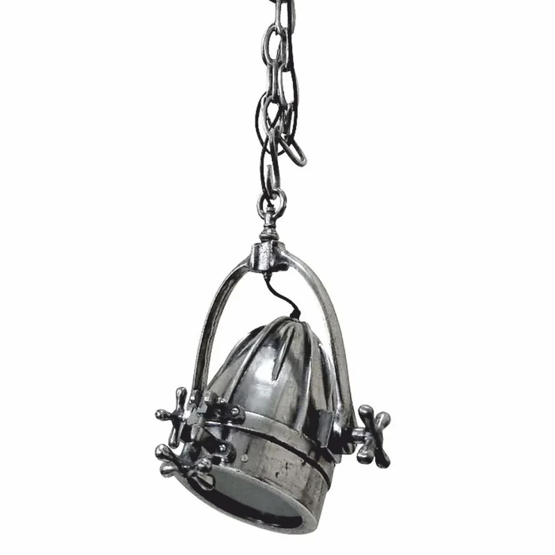 Casa Padrino Industrie Stil Metall Hängeleuchte / Studioleuchte Silber 30 x 26 x H. 39 cm