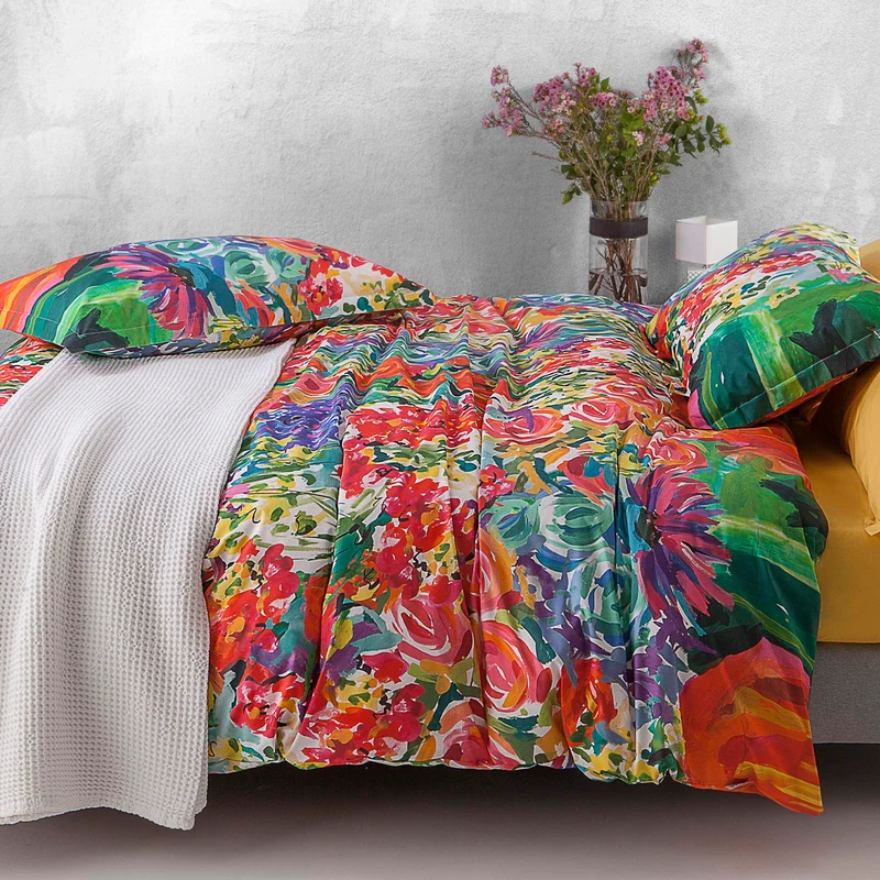 Copripiumino con federe brush bloom Floreale in Percalle