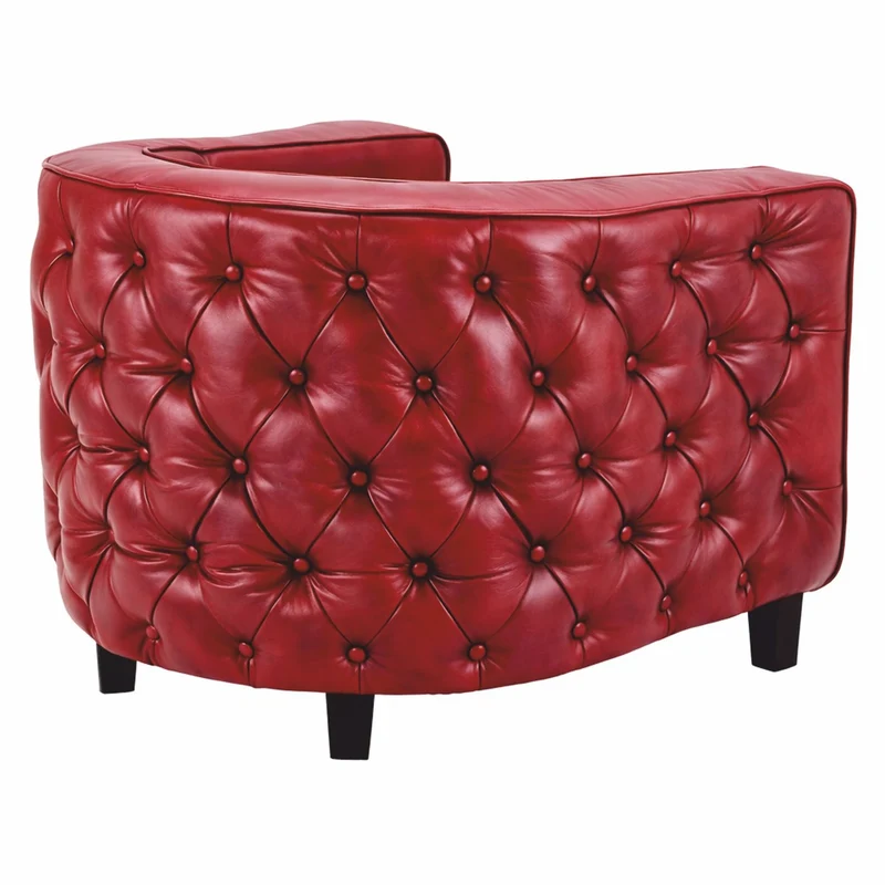 Casa Padrino Luxus Chesterfield Echtleder Sessel Rot / Schwarz - Leder Möbel