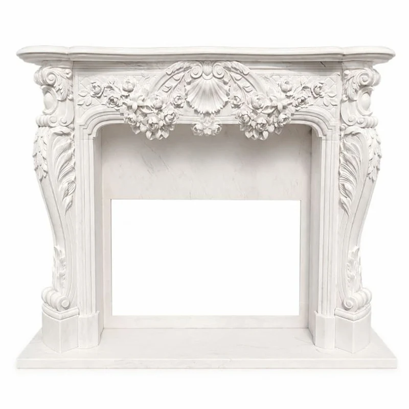 Casa Padrino Luxus Barock Marmor Kaminumrandung Weiß 184 x H. 155 cm - Prunkvolle Barockstil Möbel - Barock Hotel & Wohnzimmer Interior