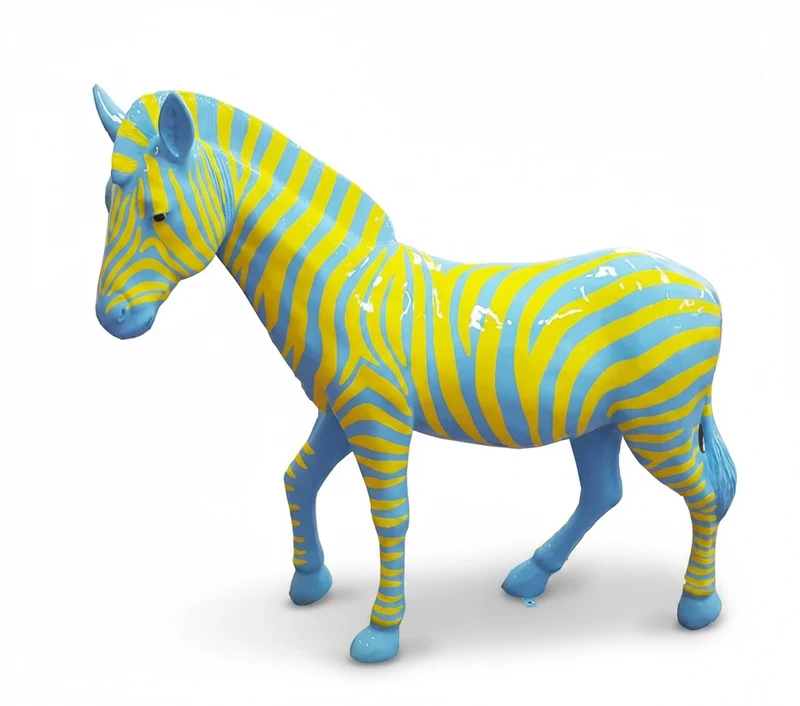 Casa Padrino Luxus Deko Skulptur Pferd Zebra Picasso H. 167 cm - Riesige Gartenskulptur - Lebensgroße Skulptur - XXL Deko Skulptur - XXL Deko Figur