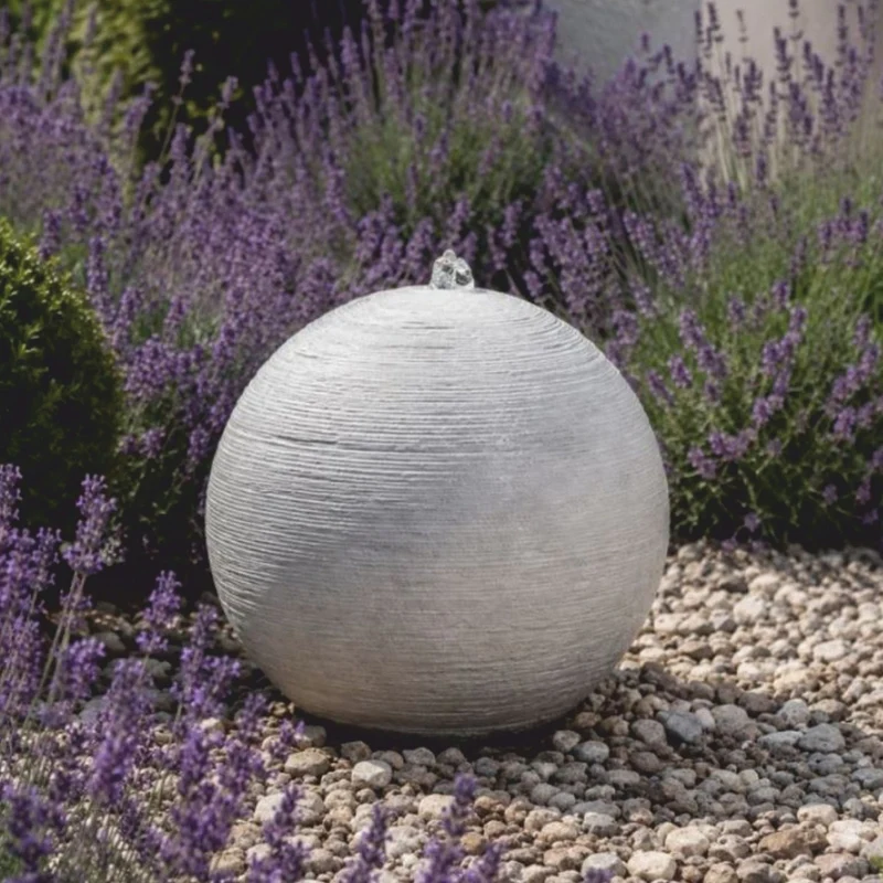 Casa Padrino Kugelbrunnen Grau Ø 60 x H. 55 cm - Runder Springbrunnen - Garten & Terrassen Deko Accessoires