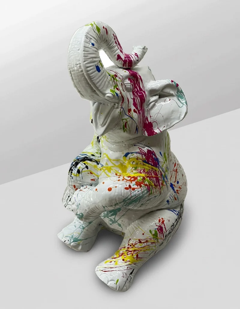 Casa Padrino Luxus Deko Skulptur Elefant Sitzend Splash H. 30 cm - Deko Skulptur - Deko Figur - Tierfigur - Gartendeko