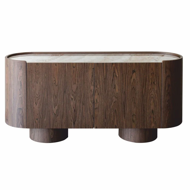 Casa Padrino Luxus Sideboard mit 2 Türen und Keramikplatte Braun / Creme 160 cm