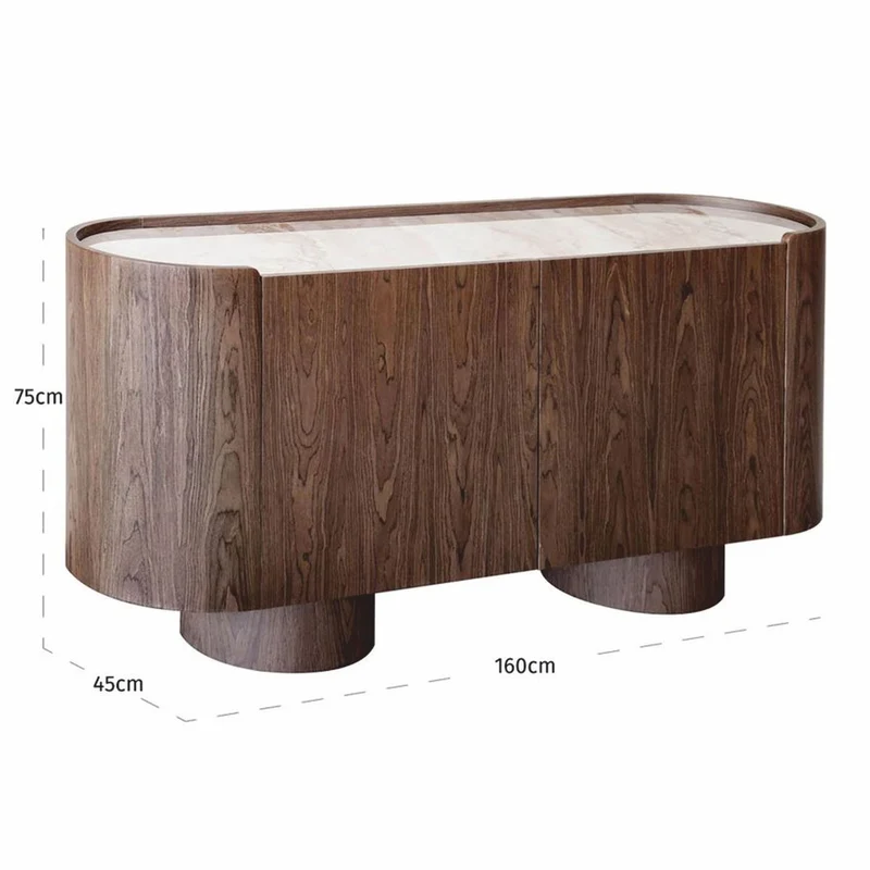 Casa Padrino Luxus Sideboard mit 2 Türen und Keramikplatte Braun / Creme 160 cm