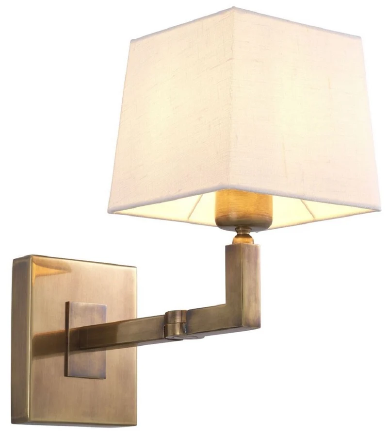 Eichholtz Wandleuchte Cambell Vintage Messing 15 x 30 x H. 28 cm - Wandlampe mit Schwenkarm und Lampenschirm