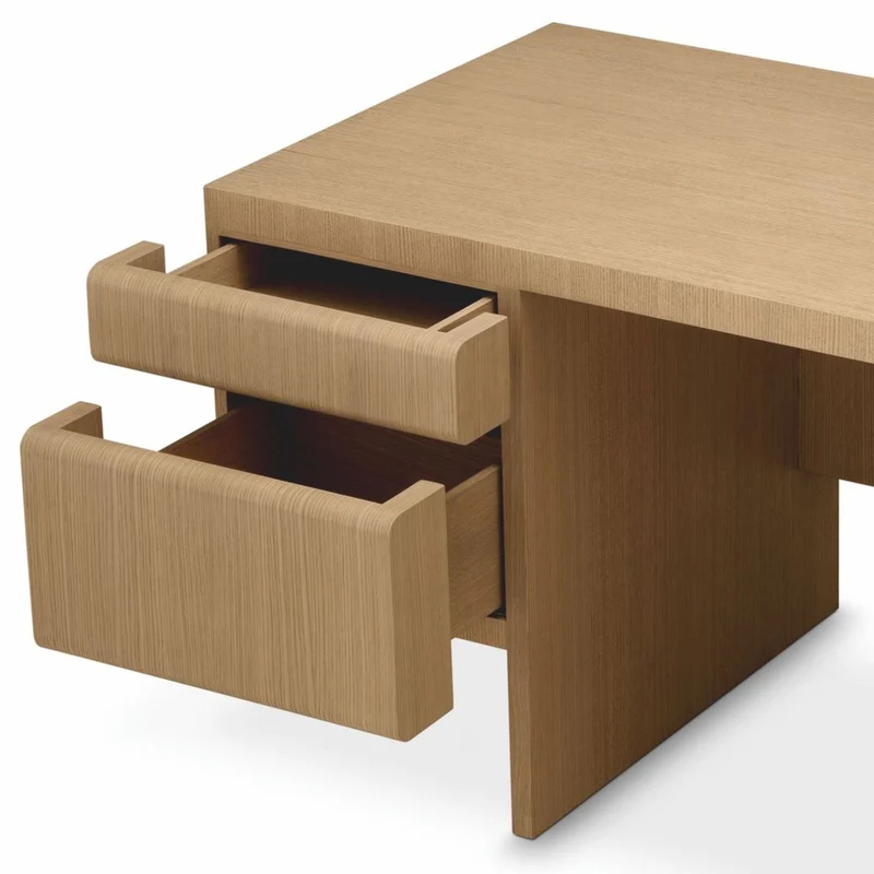 Casa Padrino Luxus Schreibtisch mit 4 Schubladen Naturfarben 180,5 cm - Büro Möbel