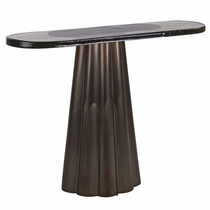 Casa Padrino Luxus Glas Konsole Antik Messing / Weiß / Schwarz 110 cm - Luxus Möbel