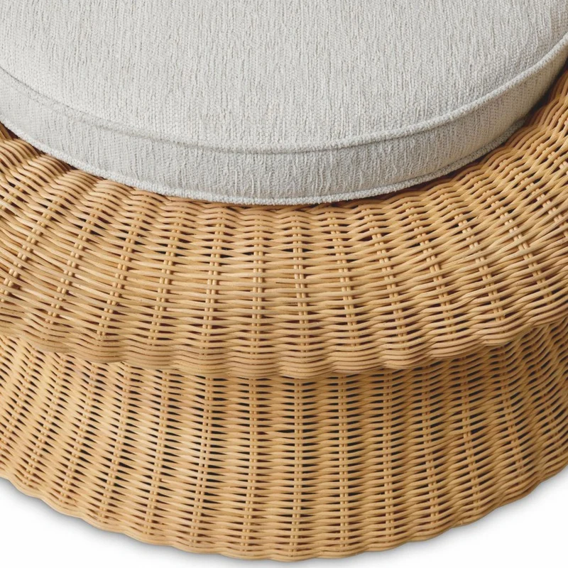 Casa Padrino Luxus Rattan Sessel Naturfarben / Creme - Rattan Wohnzimmer Möbel