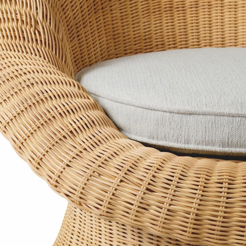 Casa Padrino Luxus Rattan Sessel Naturfarben / Creme - Rattan Wohnzimmer Möbel
