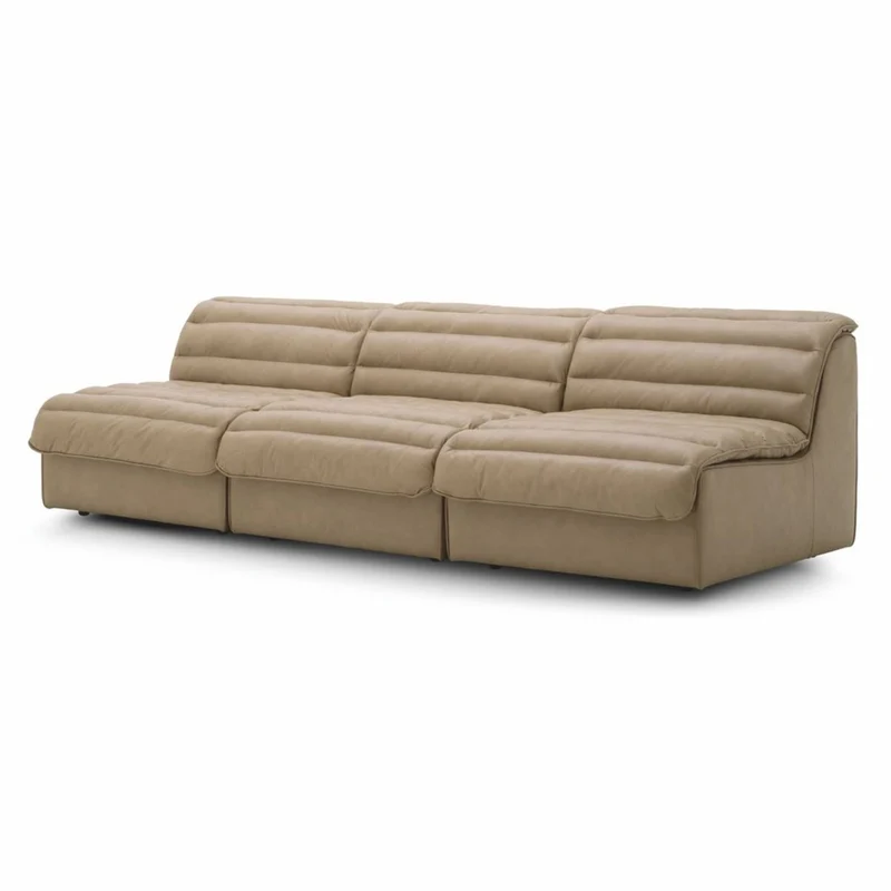 Casa Padrino Luxus Leder Sofa Braun 276 cm - Modulares Echtleder Sofa - Wohnzimmer Sofa - Wohnzimmer Möbel - Hotel Möbel - Modulare Luxus Möbel