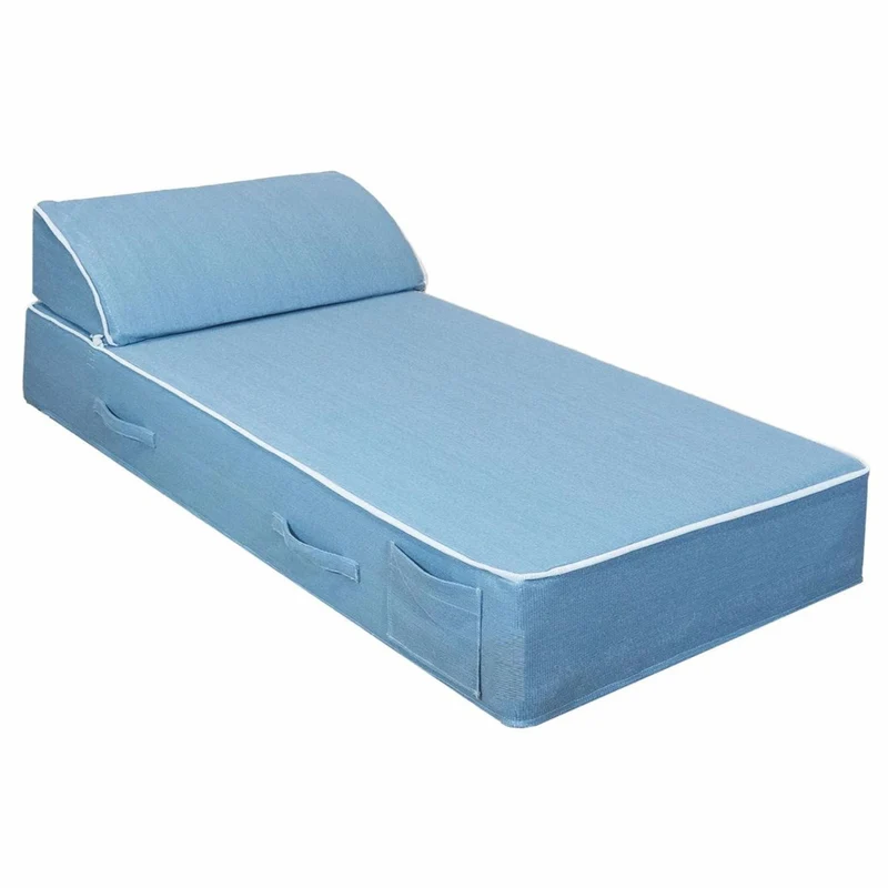 Casa Padrino Luxus Gartenliege Hellblau / Weiß 180 x 80 cm - Luxus Poolliege