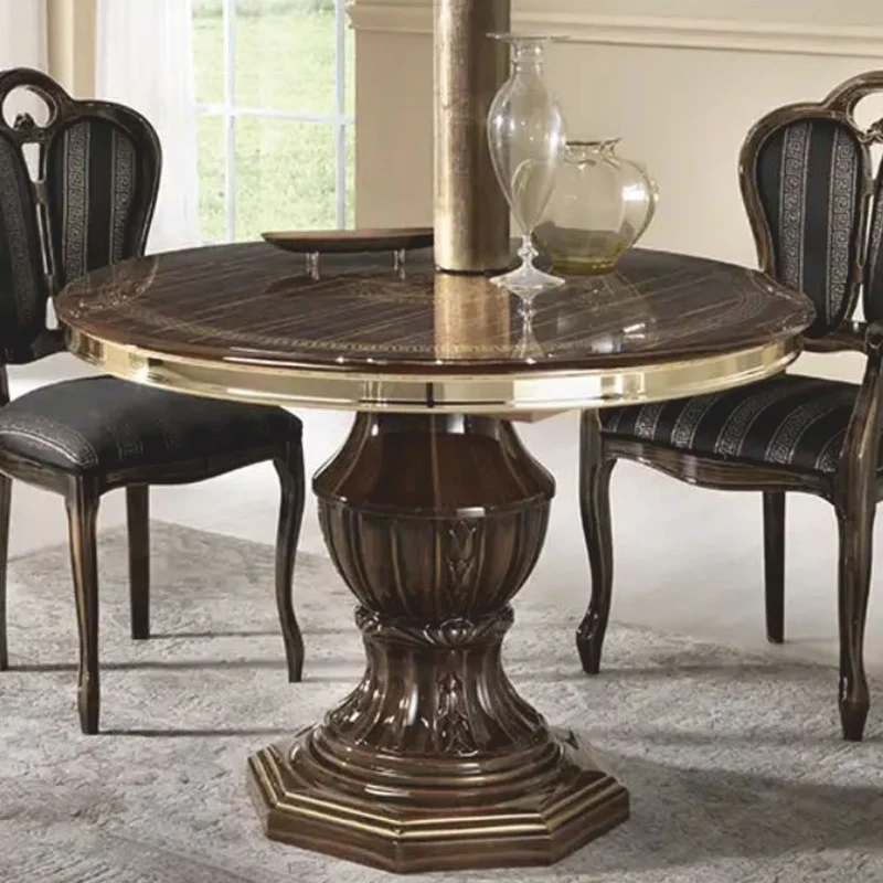 Casa Padrino Luxus Barock Esstisch Braun / Gold 110-150 cm - Made in Italy