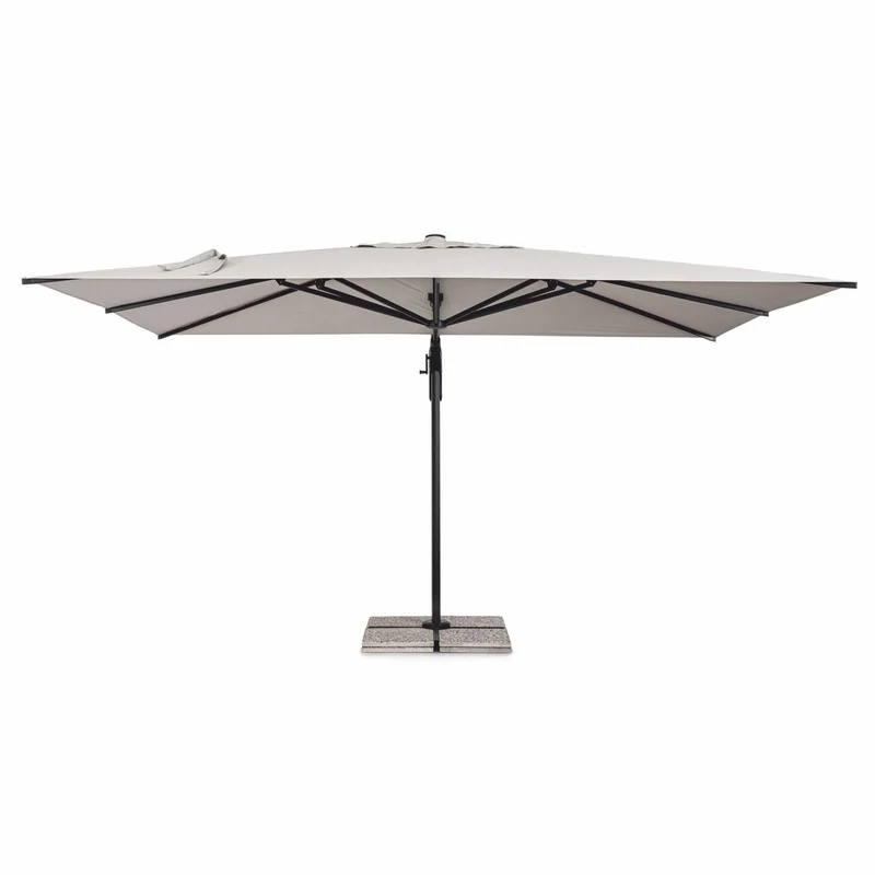 Casa Padrino Luxus Ampelschirm mit Ständer Anthrazit / Naturfarben 400 x 300 x H. 273 cm