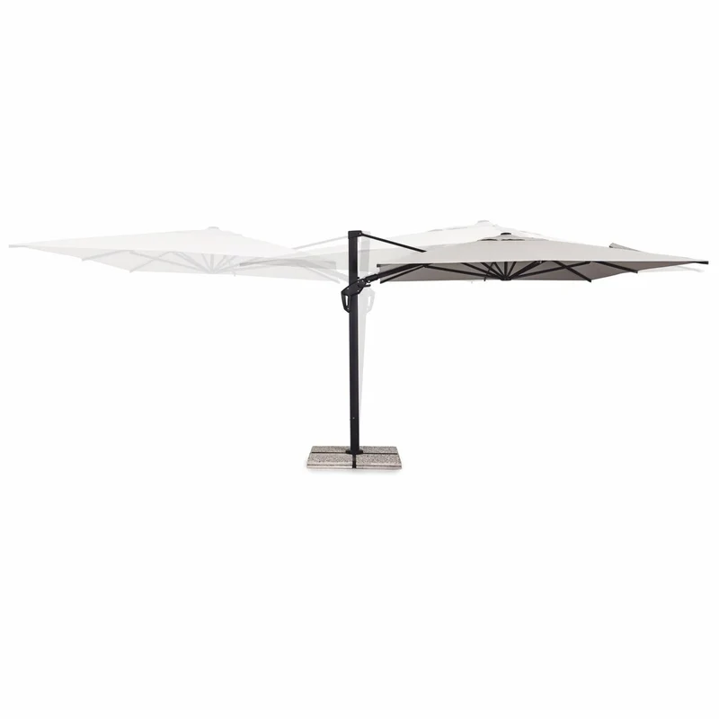 Casa Padrino Luxus Ampelschirm mit Ständer Anthrazit / Naturfarben 400 x 300 x H. 273 cm