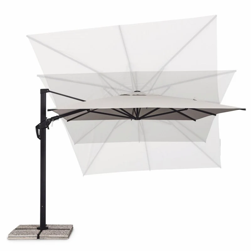 Casa Padrino Luxus Ampelschirm mit Ständer Anthrazit / Naturfarben 400 x 300 x H. 273 cm
