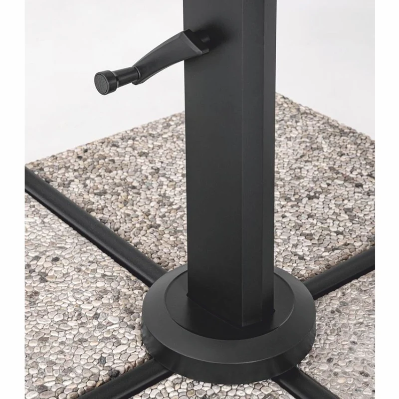 Casa Padrino Luxus Ampelschirm mit Ständer Anthrazit / Naturfarben 400 x 300 x H. 273 cm