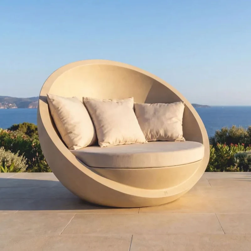 Casa Padrino Luxus Liegeinsel Matt Beige / Beige - Hotel & Garten Möbel