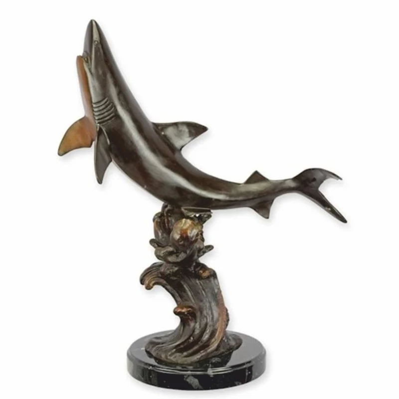 Casa Padrino Deko Bronze Skulptur Hai Grau / Schwarz H. 69,3 cm - Bronze Figur
