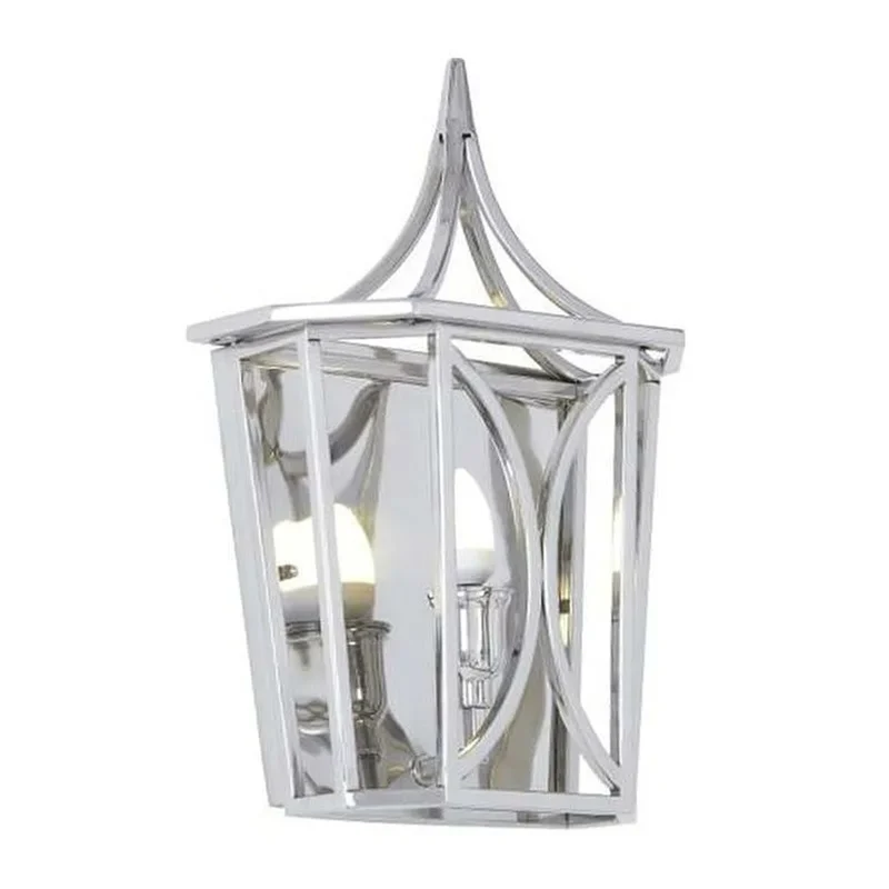 Casa Padrino Luxus Wandleuchte Silber 37 x 18 x H. 58 cm - Laternen Wandleuchte mit Klarglas