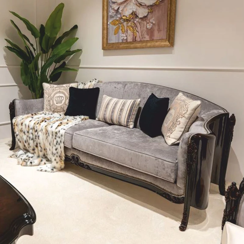 Casa Padrino Luxus Barock Samt Sofa Grau / Dunkelbraun 280 cm - Prunkvolles Barockstil Wohnzimmer Sofa - Barockstil Wohnzimmer Möbel