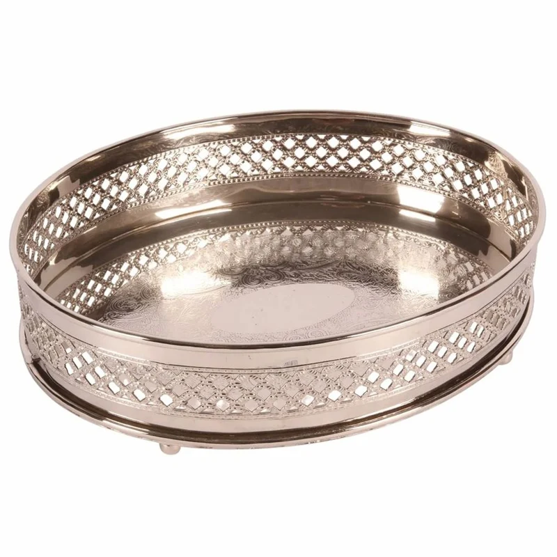 Casa Padrino Barock Messing Serviertablett Silber 30 cm - Barock Deko Accessoires - Gastronomie Accessoires