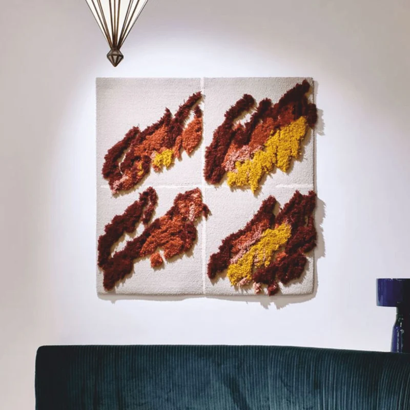 Casa Padrino Luxus Wandteppich Weiß / Bunt 120 cm - Handgewebter Wandteppich aus Schurwolle - Luxus Wanddeko Accessoires