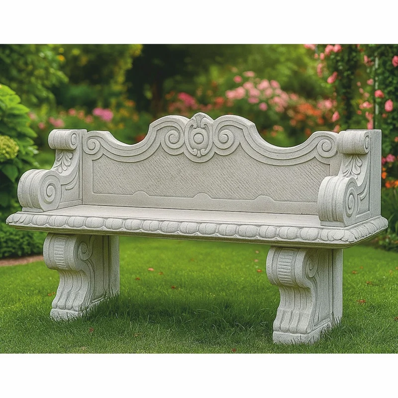 Casa Padrino Barock Beton Gartenbank Grau 140 cm - Barock Garten Möbel - Made in Italy