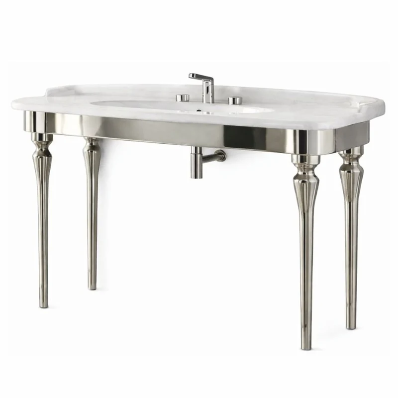 Casa Padrino Luxus Jugendstil Waschtisch Weiß / Silber 93 x 58 x H. 90,5 cm - Badezimmer Möbel - Made in Italy