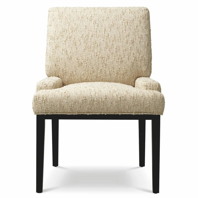 Casa Padrino Luxus Esszimmer Stuhl mit Armlehnen Naturfarben / Schwarz H. 91 cm