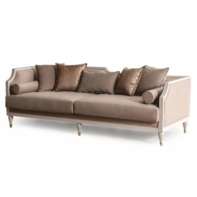 Casa Padrino Luxus Barock Sofa Braun / Creme / Gold 235 cm - Barockstil Möbel