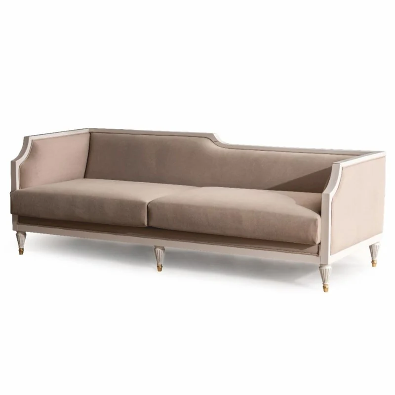 Casa Padrino Luxus Barock Sofa Braun / Creme / Gold 235 cm - Barockstil Möbel