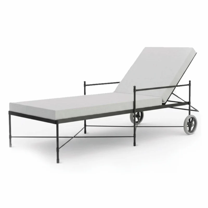 Casa Padrino Luxus Gartenliege Schwarz / Grau 190 cm - Hotel & Garten Möbel