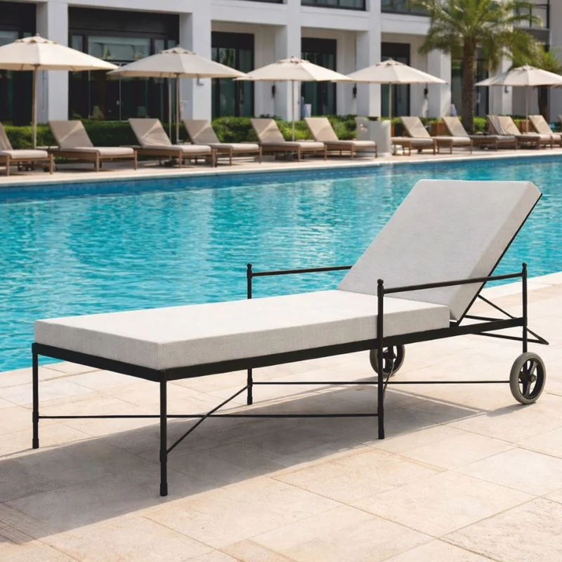 Casa Padrino Luxus Gartenliege Schwarz / Grau 190 cm - Hotel & Garten Möbel