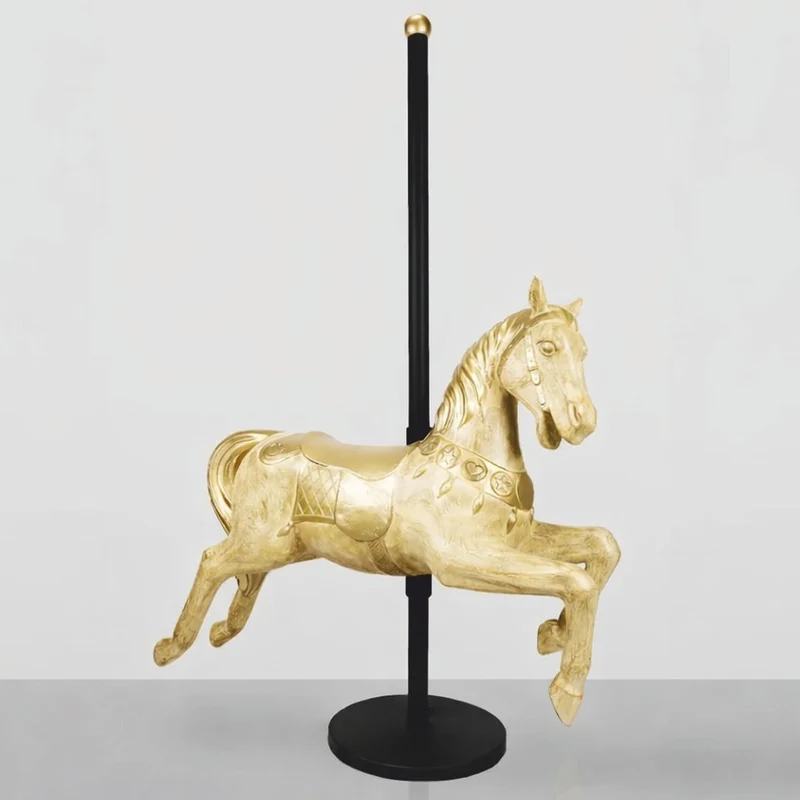 Casa Padrino Luxus Deko Kinderkarussell mit Pferd Gold / Schwarz 150 x H. 200 cm