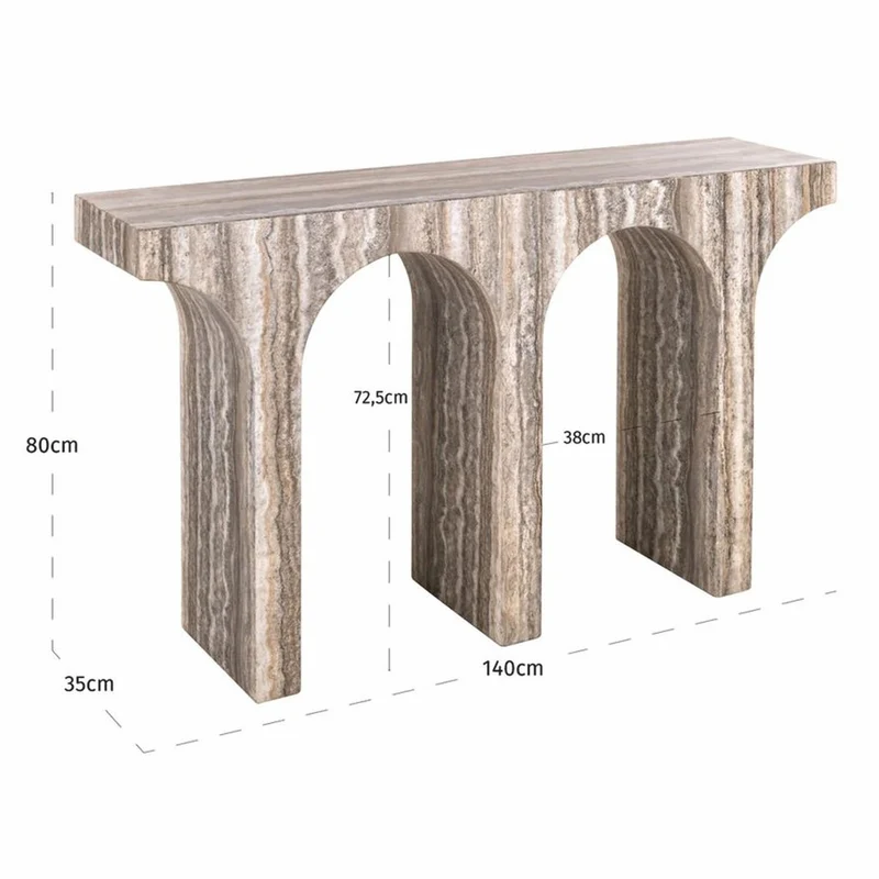 Casa Padrino Luxus Marmor Konsole Braun-Grau 140 cm - Luxus Marmor Möbel