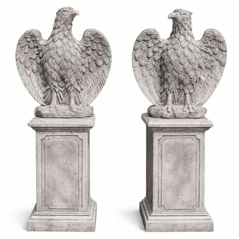 Casa Padrino Barock Garten Deko Adler Skulpturen Set Grau H. 76 cm - Made in Italy