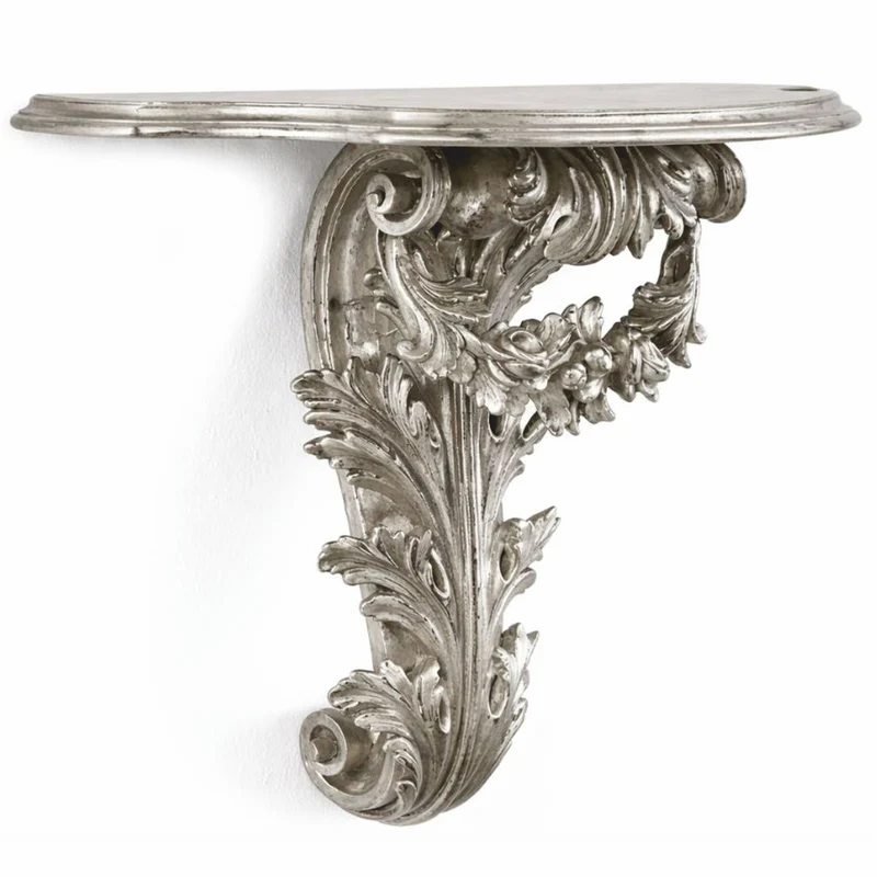 Casa Padrino Luxus Barock Wandkonsole Antik Silber 58 cm - Barock Möbel - Made in Italy