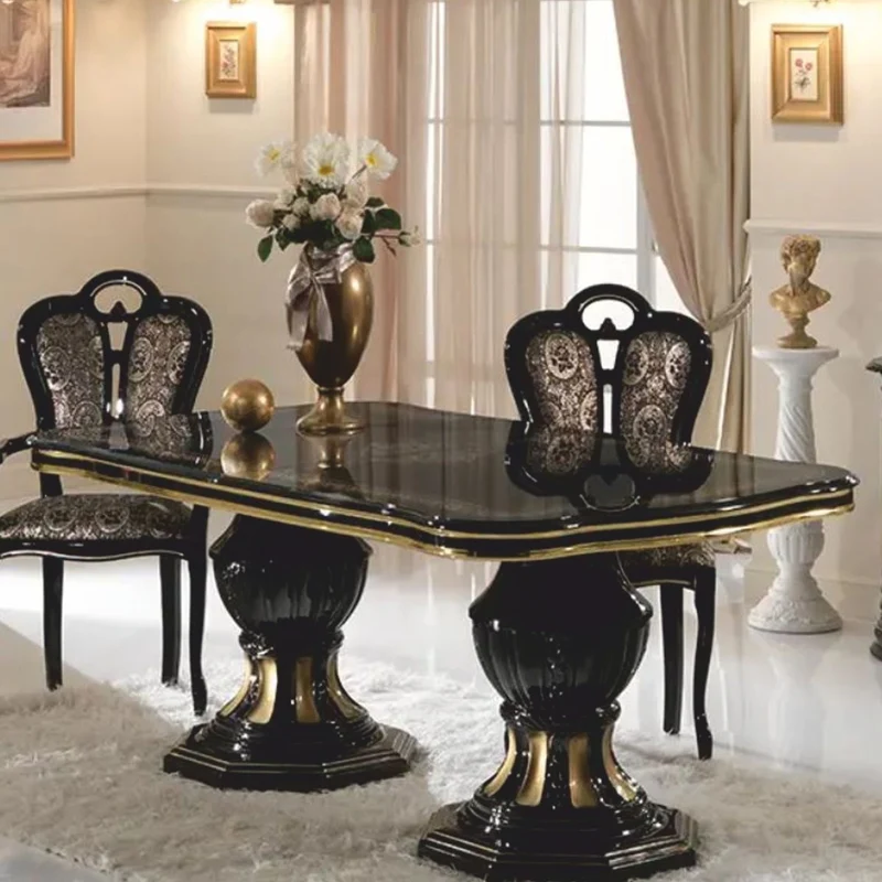 Casa Padrino Luxus Barock Esstisch Schwarz / Gold 185-230 cm - Made in Italy