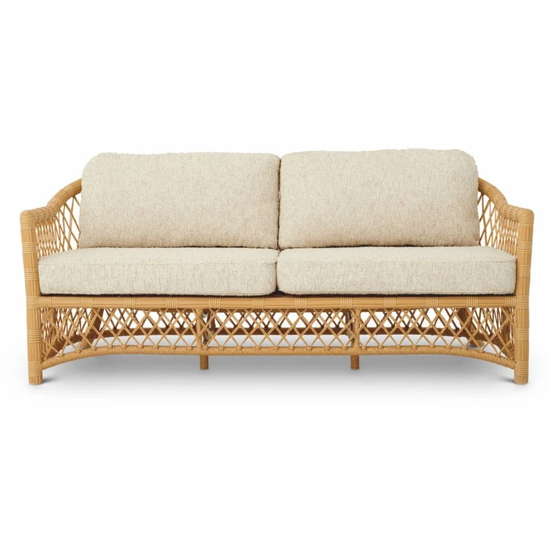 Casa Padrino Luxus Kunstrattan Garten Sofa Naturfarben 180 cm - Garten Möbel