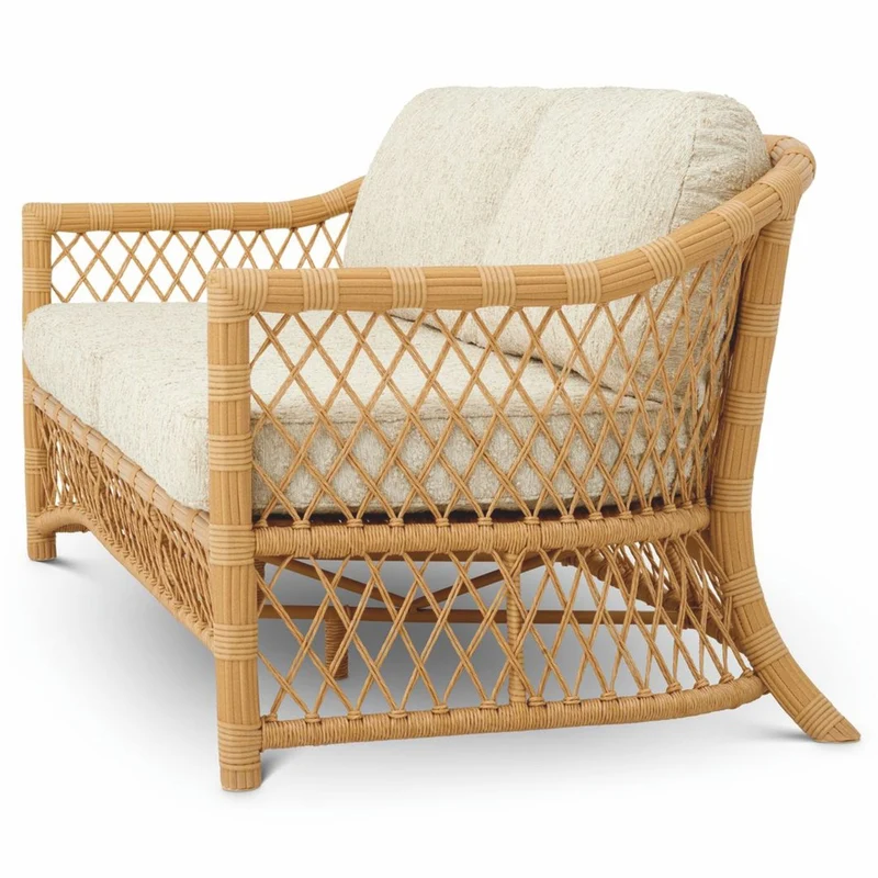 Casa Padrino Luxus Kunstrattan Garten Sofa Naturfarben 180 cm - Garten Möbel