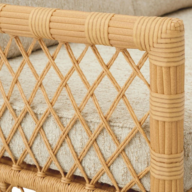 Casa Padrino Luxus Kunstrattan Garten Sofa Naturfarben 180 cm - Garten Möbel