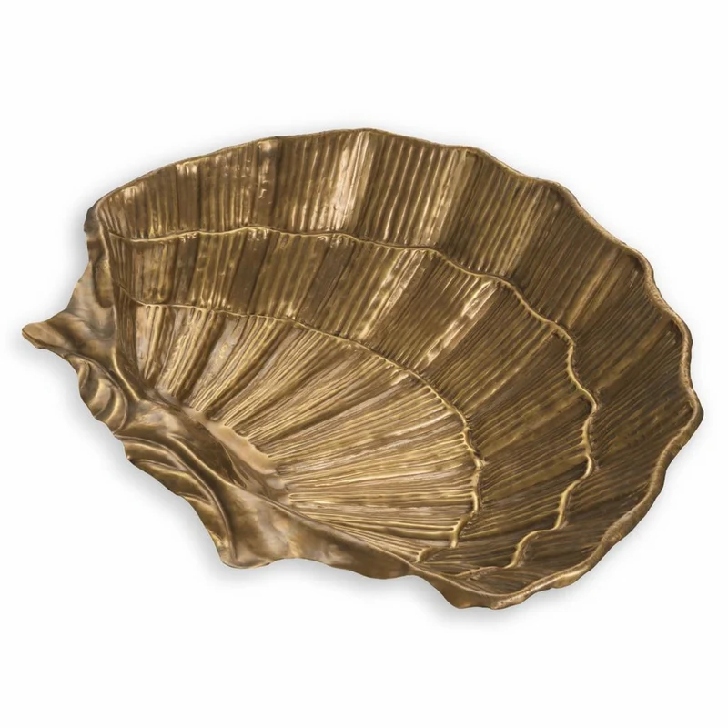 Casa Padrino Luxus Deko Schale in Muschelform Vintage Messing 52,5 cm - Deko Accessoires