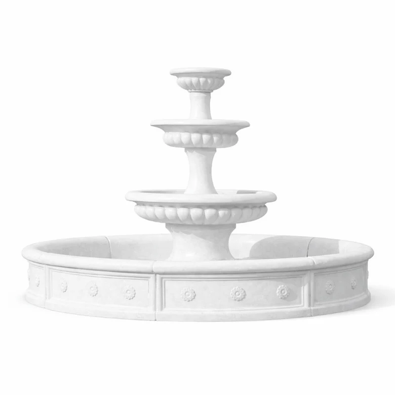 Casa Padrino Barock Garten Deko Springbrunnen Weiß Ø 255 x H. 171 cm