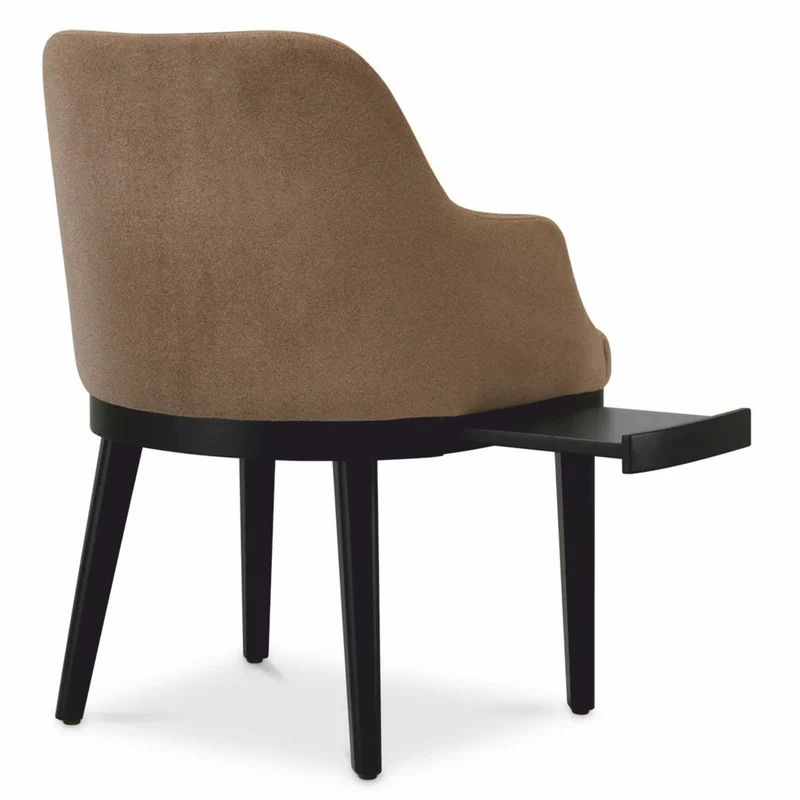 Casa Padrino Luxus Esszimmerstuhl mit Armlehnen Braun / Schwarz H. 79 cm
