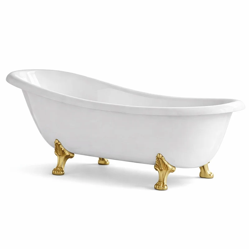 Casa Padrino Luxus Jugendstil Badewanne Weiß / Gold 170 cm - Made in Italy