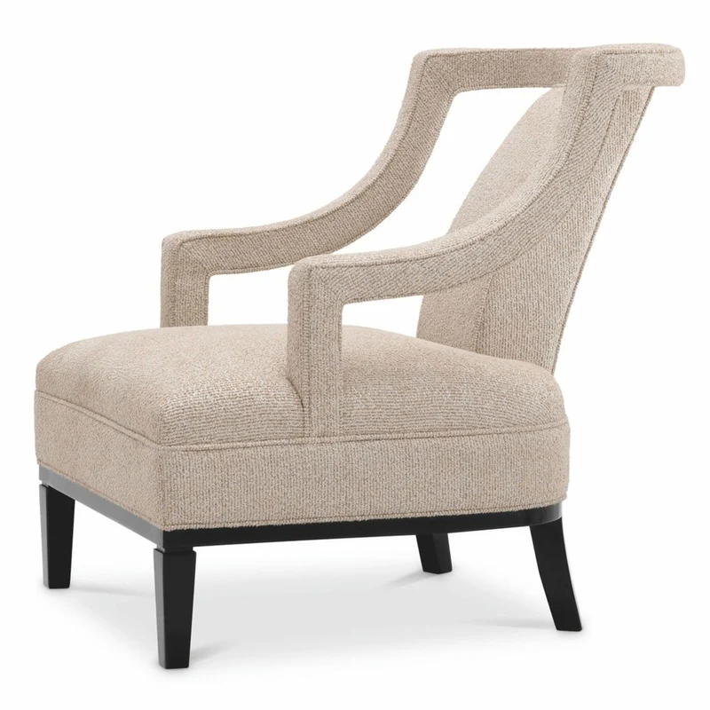 Casa Padrino Luxus Wohnzimmer & Hotel Sessel Beige / Schwarz 67 cm - Luxus Möbel