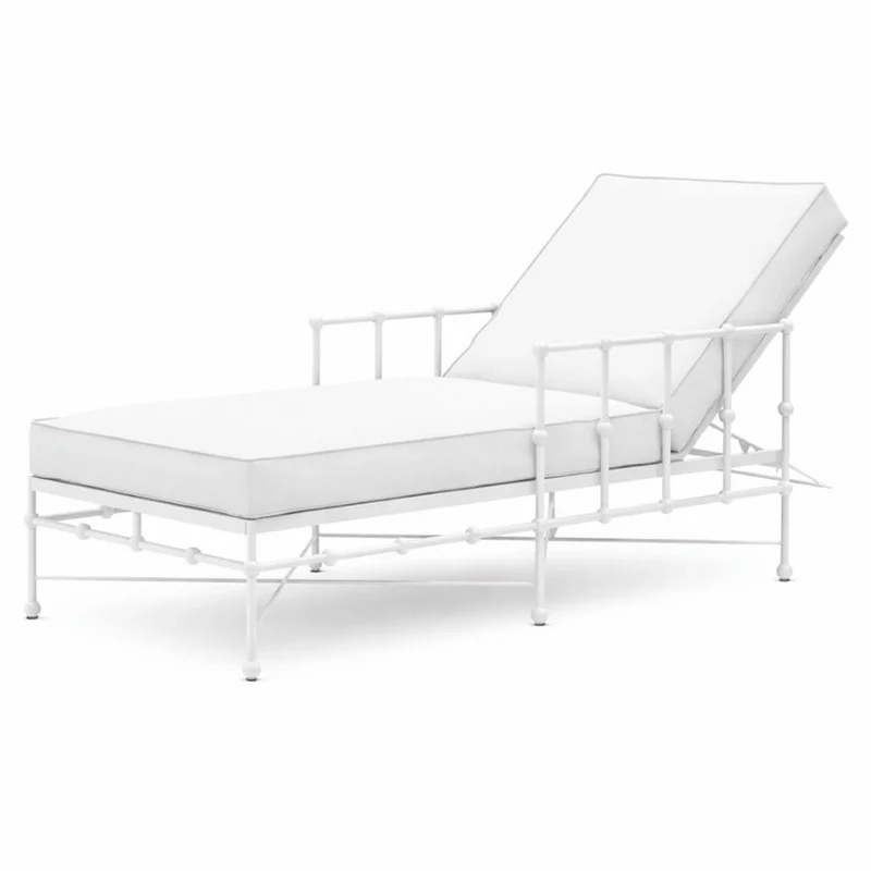 Casa Padrino Luxus Gartenliege mit Armlehnen Weiß 190 cm - Hotel & Garten Möbel