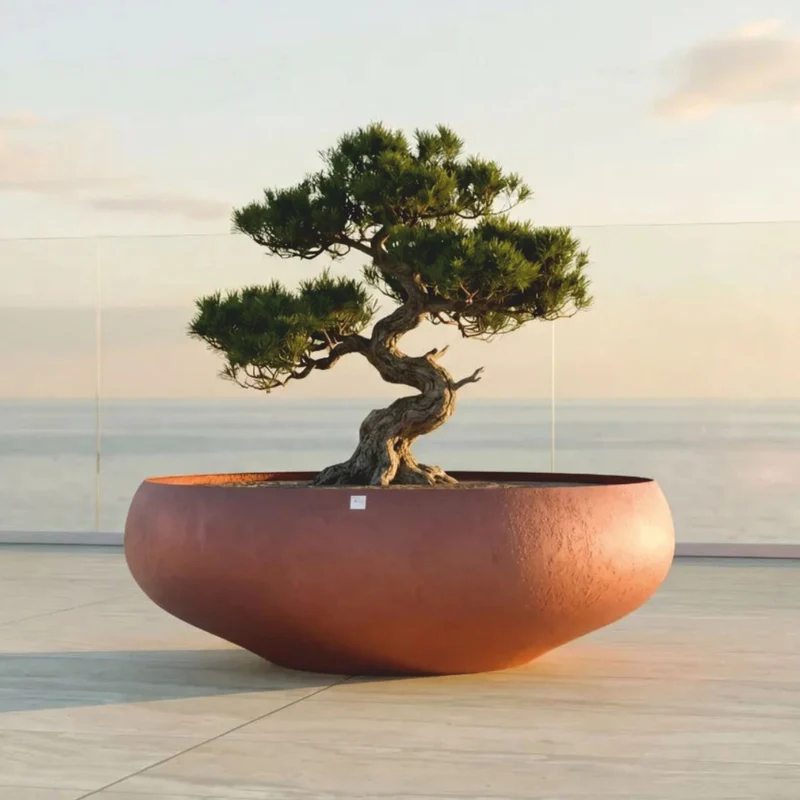 Casa Padrino Luxus Blumentopf Matt Orange Ø 94 cm - Garten & Terrassen Deko