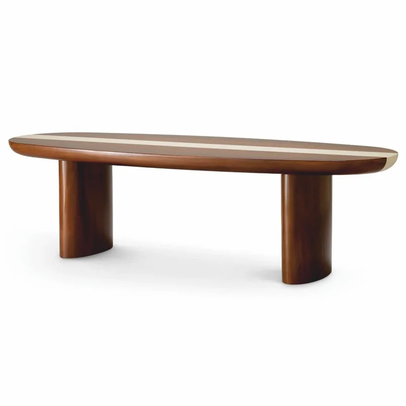 Casa Padrino Luxus Mahagoni Couchtisch Hochglanz Braun / Beige 140 cm - Wohnzimmer Möbel